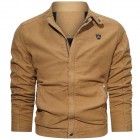 Men's Casual Washed Cotton Solid Color Stand Colr Jacket