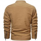 Men's Casual Washed Cotton Solid Color Stand Colr Jacket