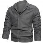 Men's Casual Washed Cotton Solid Color Stand Colr Jacket