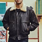 Men's Outdoor Bomber Leather Jacket  American Leather Jacket Fur Colr Removable