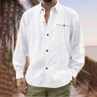 Men's Cotton Linen Style pel Long Sleeve Shirt