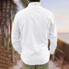 Men's Cotton Linen Style pel Long Sleeve Shirt