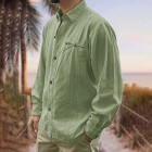 Men's Cotton Linen Style pel Long Sleeve Shirt