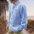 Men's Cotton Linen Style pel Long Sleeve Shirt