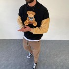 Crew Neck Sweatshirt With Teddy Bear Patch