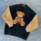 Crew Neck Sweatshirt With Teddy Bear Patch