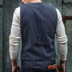 Men's Retro Cssic Blue And White Striped Casual Waistcoats