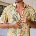 Men's Seaside Beach Tropical Print Short Sleeve Shirts Casual Holiday Vacation Suit Shirts