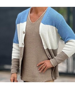 Striped Panel Knit Cardigan