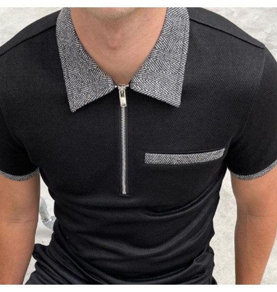 Casual pel zipper polo shirt