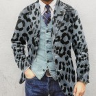 Mens Blue Leopard Suit Jacket