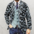 Mens Blue Leopard Suit Jacket