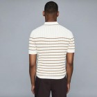 Mens Fashion Knitting Stripe Polo Shirt