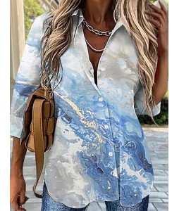 Fashion Print pel Long Sleeve Shirt