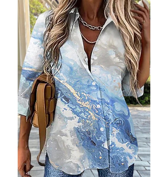 Fashion Print pel Long Sleeve Shirt