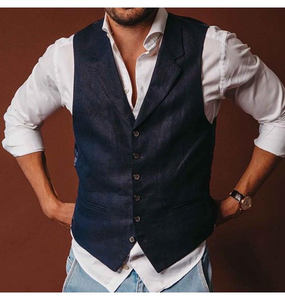 Retro Men's pel Pin Casual Waistcoats