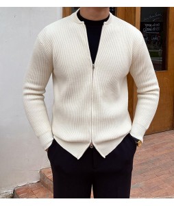 Gentleman's Elegant Pin Zipper Sweater