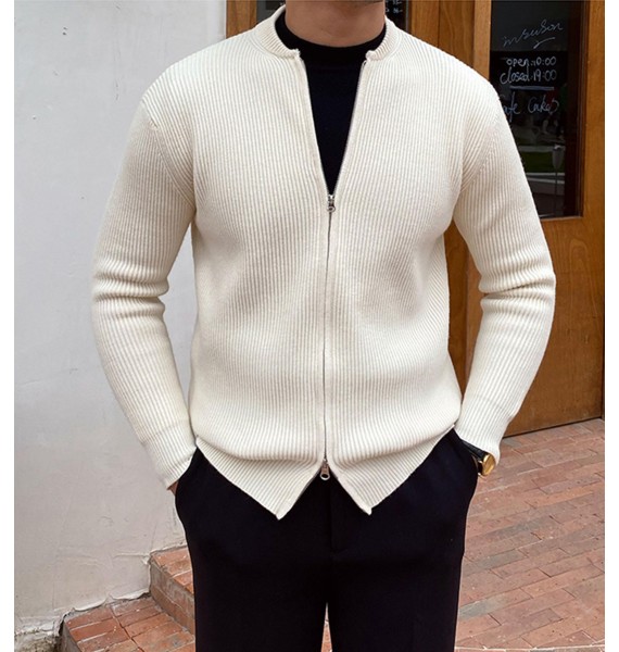 Gentleman's Elegant Pin Zipper Sweater