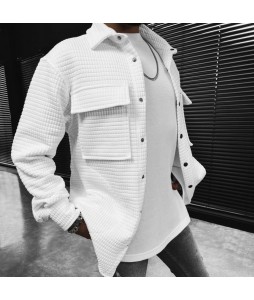 Waffle Chest Pocket Long-sleeved Shirt/jacket