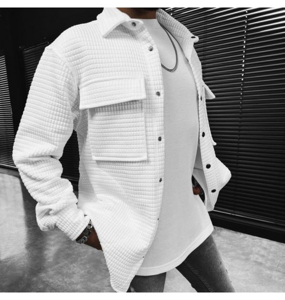 Waffle Chest Pocket Long-sleeved Shirt/jacket