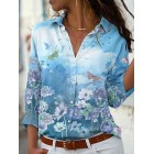 Casual Loose Floral Print Sun Protection Long Sleeve Blouse