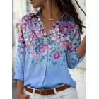 Casual Loose Floral Print Sun Protection Long Sleeve Blouse