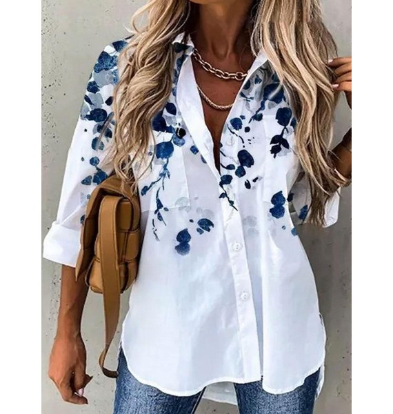 Floral Print Loose Casual Long-sleeved Blouse