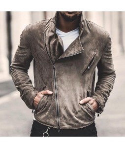 Men's Casual Zip Suede Jacket