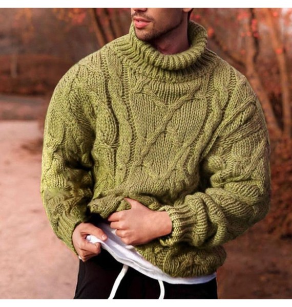 Men's Fashion Twist Turtleneck Knit Sweater