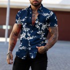 Men's Printed Short Sleeve Shirt Breathable Casual Shirt