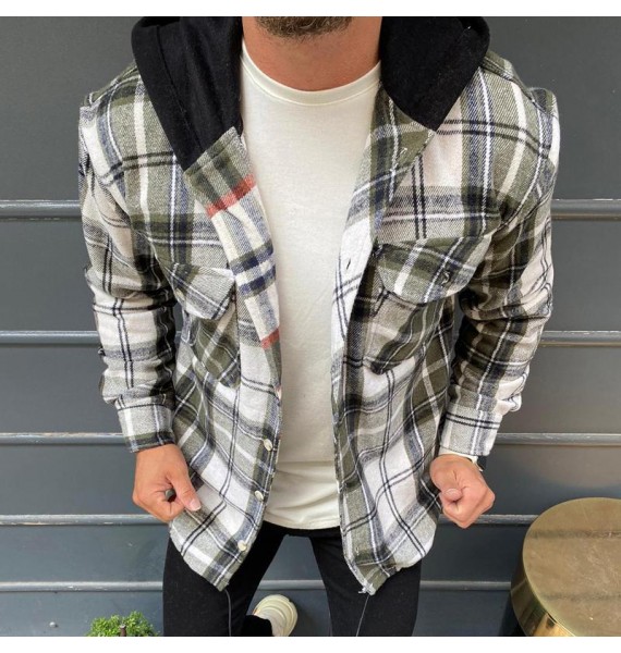 Mens  Grid Hoodie Jacket