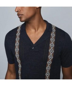 Mens Fashion Knitting Zipper Standing Colr Polo Shirt