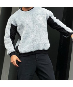 Cashmere Stitching Crew Neck Sweatshirt