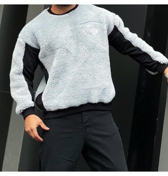 Cashmere Stitching Crew Neck Sweatshirt