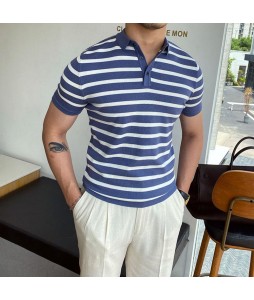 Gentlemans Simple Striped Design Polo Shirt