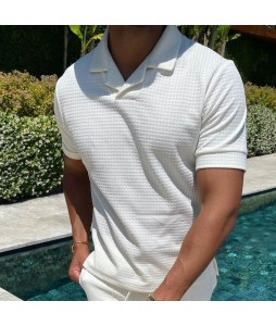 Fabric Solid Color Short-sleeved Polo Shirt