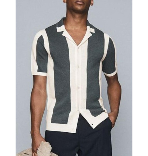 Simple And Sylish Color-Block Slim-Fit Polo Shirt