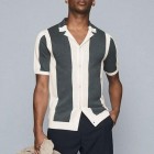 Simple And Sylish Color-Block Slim-Fit Polo Shirt