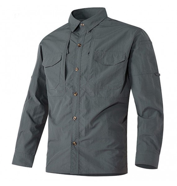 Men's Outdoor Tactical Cargo Pocket Long Sleeve Shirt