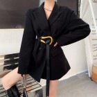 Women's Fashionable Oversize Metal Pure Bck Woolen Suit