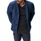 Men's Solid Color Loose Long Sleeve Knit Cardigan Sweater