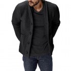 Men's Solid Color Loose Long Sleeve Knit Cardigan Sweater