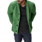 Men's Solid Color Loose Long Sleeve Knit Cardigan Sweater