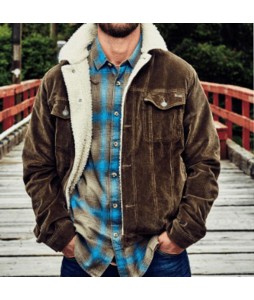 Autumn And Winter Retro Outdoor Fleece Corduroy Men's Jacket