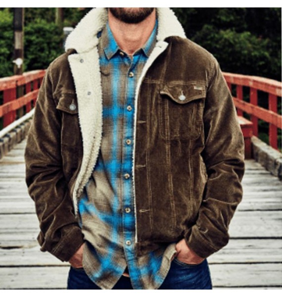 Autumn And Winter Retro Outdoor Fleece Corduroy Men's Jacket