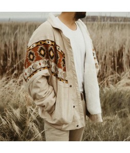 Mens  Printed Fleece Oversized Bomber Jacket