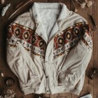 Mens  Printed Fleece Oversized Bomber Jacket