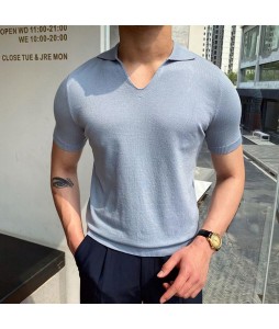 Gentleman Summer Casual Knitted Polo Shirt