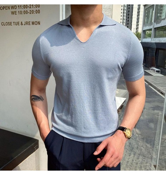 Gentleman Summer Casual Knitted Polo Shirt