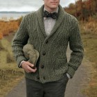 Men's Single Breasted Twisted pel Long Sleeve Sweater Cardigan